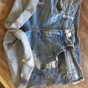 Distressed High Waisted Jean Shorts